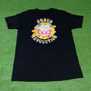 Jesus Revolution Movie Promo T-Shirt Black 70s Retro Hippie Van Graphic Large